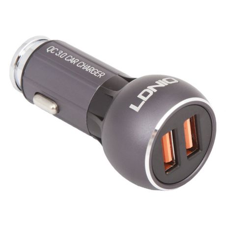 Автомобильное зарядное устройство Ldnio 2 USB 3,0А Quick Charge 3.0 36W + кабель Micro USB C503Q, Gray
