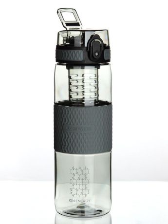 Бутылка для воды UZSPACE Diamond с емкостью для фруктов, Цвет: Серый, 700 мл