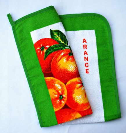 Полотенце кухонное Pastel Апельсин, зеленый
