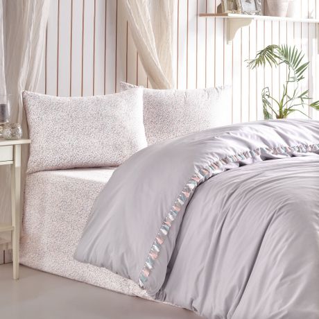 Комплект постельного белья Cotton Box серия Candy, модель Rita gri евро, ранфорс, серый