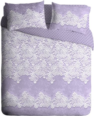 Комплект постельного белья Павлина Ажур, 4630034033697, фиолетовый, 2-спальный, наволочки 70x70