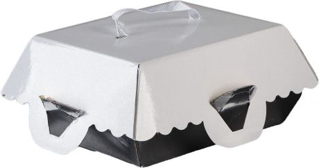 Упаковка для пирожных Bon Bon, серебряное основание, 16,5 x 13 x 10 см