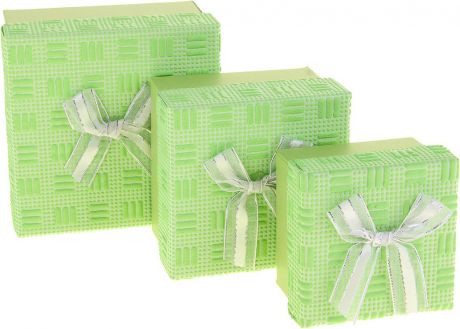 Набор подарочных коробок "3 в 1", квадратных, 1020466, светло-зеленый, 3 шт