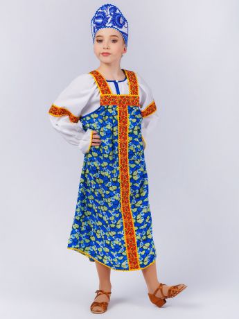 Карнавальный костюм Gala-Вальс сарафан цветной, синий, белый