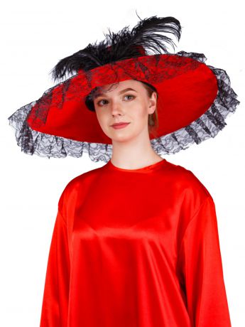 Шляпа карнавальная Gala-Вальс Шляпа "Дама" с пером, красный, черный