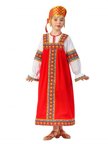 Карнавальный костюм Gala-Вальс Русский народный костюм "Машенька", красный, белый