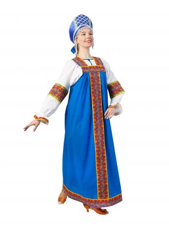 Карнавальный костюм Gala-Вальс Русский народный костюм "Маша", синий, белый