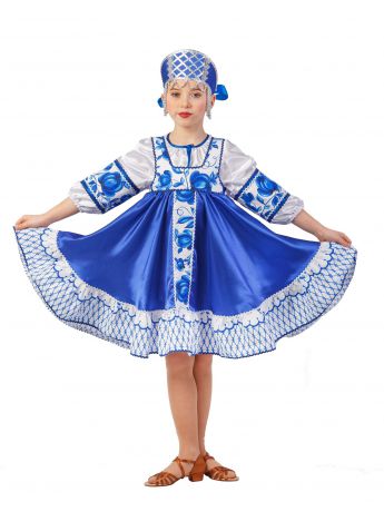 Карнавальный костюм Gala-Вальс "Кадриль Гжель", белый, синий