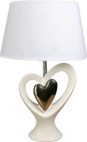 Настольный светильник Risalux Двойное сердце, E27, 25W, 3285479, белый, серебристый, 31 х 20,5 х 48 см
