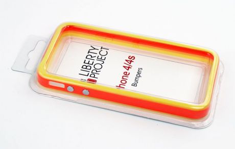 Чехол-накладка LIBERTY PROJECT, Bumpers для iPhone 4/4S, CD123209, оранжевый, желтый