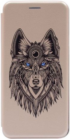 Чехол для сотового телефона GOSSO CASES для Samsung Galaxy A7 (2018) Book Art Jack Grand Wolf gold, золотой