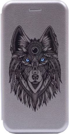 Чехол для сотового телефона GOSSO CASES для Apple iPhone 8 Book Art Jack Grand Wolf grey, серый