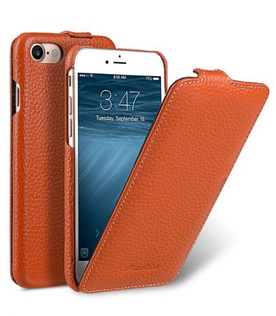 Чехол для сотового телефона Melkco Кожаный чехол флип для Apple iPhone 8/7 - Jacka Type, оранжевый