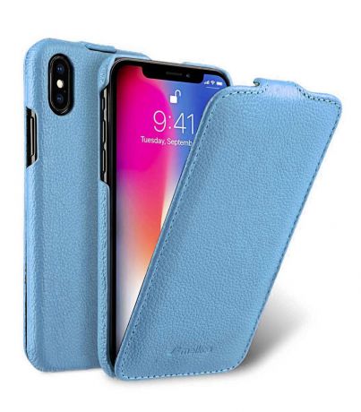 Чехол для сотового телефона Melkco Кожаный чехол флип для Apple iPhone X/XS - Jacka Type, голубой
