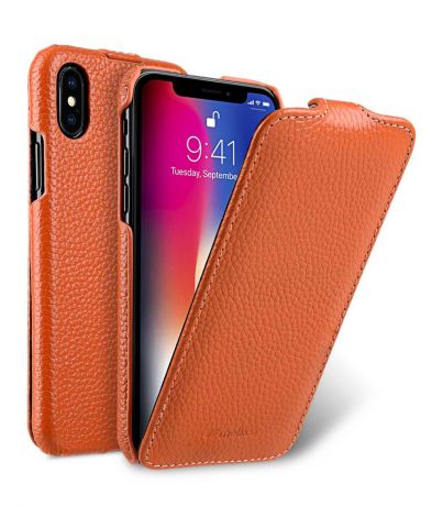 Чехол для сотового телефона Melkco Кожаный чехол флип для Apple iPhone X/XS - Jacka Type, оранжевый