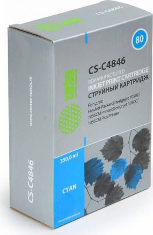 Картридж струйный Cactus CS-C4846 №80 для HP DJ 1050C/1055CM/1000, голубой