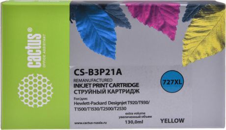 Картридж струйный Cactus CS-B3P21A для HP DJ T920/T1500/T2530, желтый