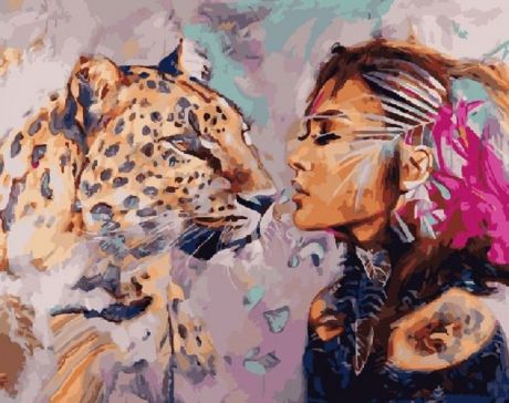 Картина по номерам Paintboy "Единение с леопардом" 40х50 см
