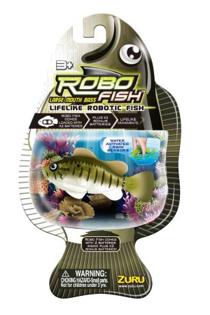 Игрушка для ванны Robofish "Большеротый окунь", цвет: зеленый, серый