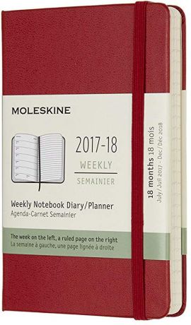 Еженедельник Moleskine ACADEMIC WKNT датированный, 208 листов, цвет: красный, 90x140 мм