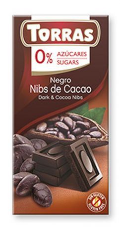Шоколад Torras темный с какао-бобами, 75 г