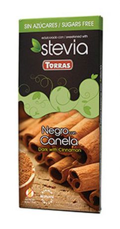 Шоколад Torras горький с корицей и стевией, 125 г