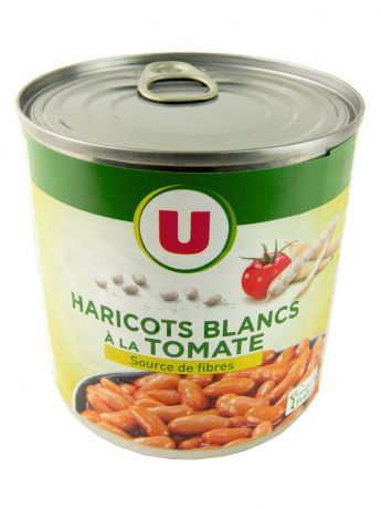 Овощные консервы U Фасоль белая в томатном соусе 400 г, Франция Жестяная банка