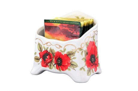 Подставка для чайных пакетиков Elan Gallery Маки, 503956, белый, красный