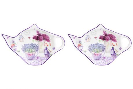 Подставка для чайных пакетиков Elan Gallery Лаванда, 420304_2, белый, фиолетовый