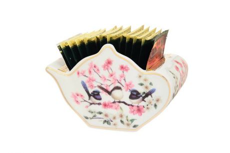 Подставка для чайных пакетиков Elan Gallery Райские птички, 504011, белый, розовый