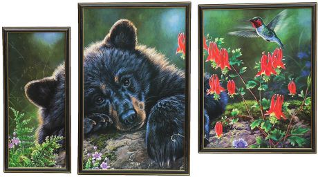 Картина Медведь, модульная, 4185651, 62 х 108 см