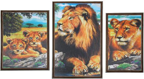 Картина Львиная семья, модульная, 3516048, 60 х 100 см