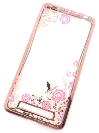 Чехол для сотового телефона Мобильная мода Xiaomi Redmi 4A Силиконовая, прозрачная накладка со стразами, 6 562R, розовый