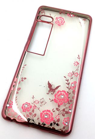 Чехол для сотового телефона Мобильная мода Meizu Pro 7 Plus Силиконовая, прозрачная накладка со стразами, 6994G, розовый