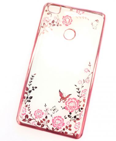 Чехол для сотового телефона Мобильная мода Xiaomi Mi Max Силиконовая прозрачная накладка со стразами, розовый