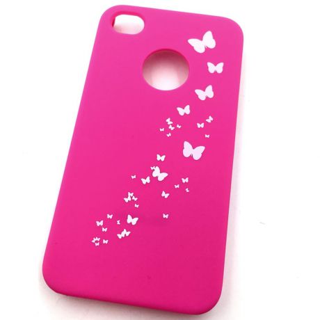 Чехол для сотового телефона Мобильная Мода iPhone 4/4S Накладка пластиковая с пленкой на экран QUMO, розовый