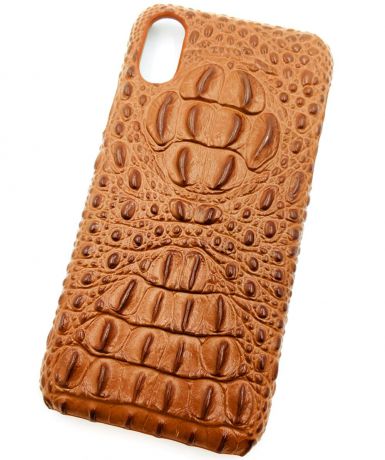 Чехол для сотового телефона Мобильная Мода iPhone X Накладка пластиковая со структурой кожи крокодила, коричневый