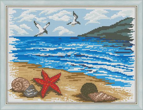 Картина стразами Алмазная Живопись "Морской берег" (АЖ-1362), 23 цвета, 40х30 см