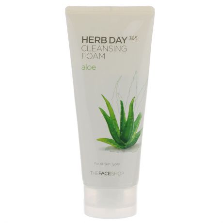 The Face Shop Пенка для умывания "Herb Day 365", очищающая, с экстрактом алое, для всех типов кожи, 170 мл
