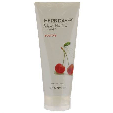 The Face Shop Пенка для умывания "Herb Day 365", очищающая, с экстрактом ацеролы, для всех типов кожи, 170 мл