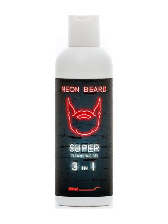 Гель для умывания NEON BEARD Супер очищающий 3 в 1 "RED NEON" c эфирными маслами и инулином