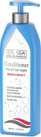 Кондиционер для волос Dr. Sea, с кератином, витамином Е и минералами Мертвого моря, для всех типов волос, 400 мл