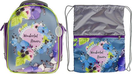 Рюкзак для девочки Luris Джерри 7 Цветы, 3105355, разноцветный, с мешком для обуви