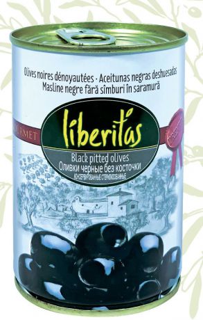 Овощные консервы Либеритас "Оливки черные без косточки", 425 г