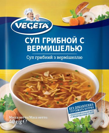 Суп быстрого приготовления Vegeta Грибной с вермишелью, 40 г