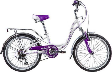 Велосипед детский Novatrack Butterfly, колесо 20", рама 10", 20SH6V.BUTTERFLY.VL9, белый