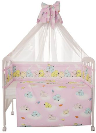 Комплект белья для новорожденных Фея "Мишки", цвет: розовый, 7 предметов
