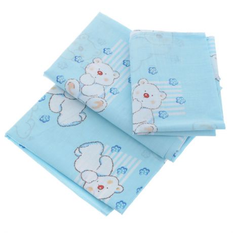 Комплект детского постельного белья Фея "Мишки", цвет: голубой, 3 предмета