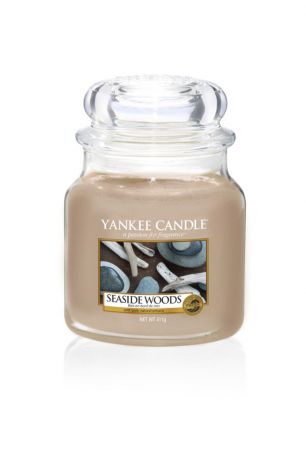 Свеча ароматизированная Yankee Candle "Лес у моря Seaside Woods 411 гр / 65-90 часов"1609100E, бежевый