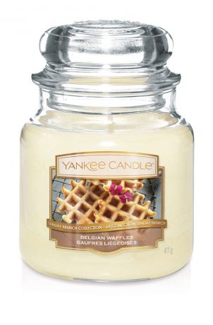 Свеча ароматизированная Yankee Candle "Бельгийские вафли Belgian Waffles 411 гр / 65-90 часов"1611848E, белый